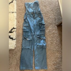 One piece denim jumpsuit